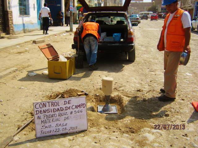 DENSIDAD DE CAMPO - AV. PEDRO RUIZ ( MATERIAL DE SUB-BASE )